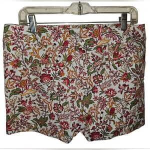 LOFT Women's 8 Multi-Color Floral Print Rivera Shorts Twill Chino Cotton Blend